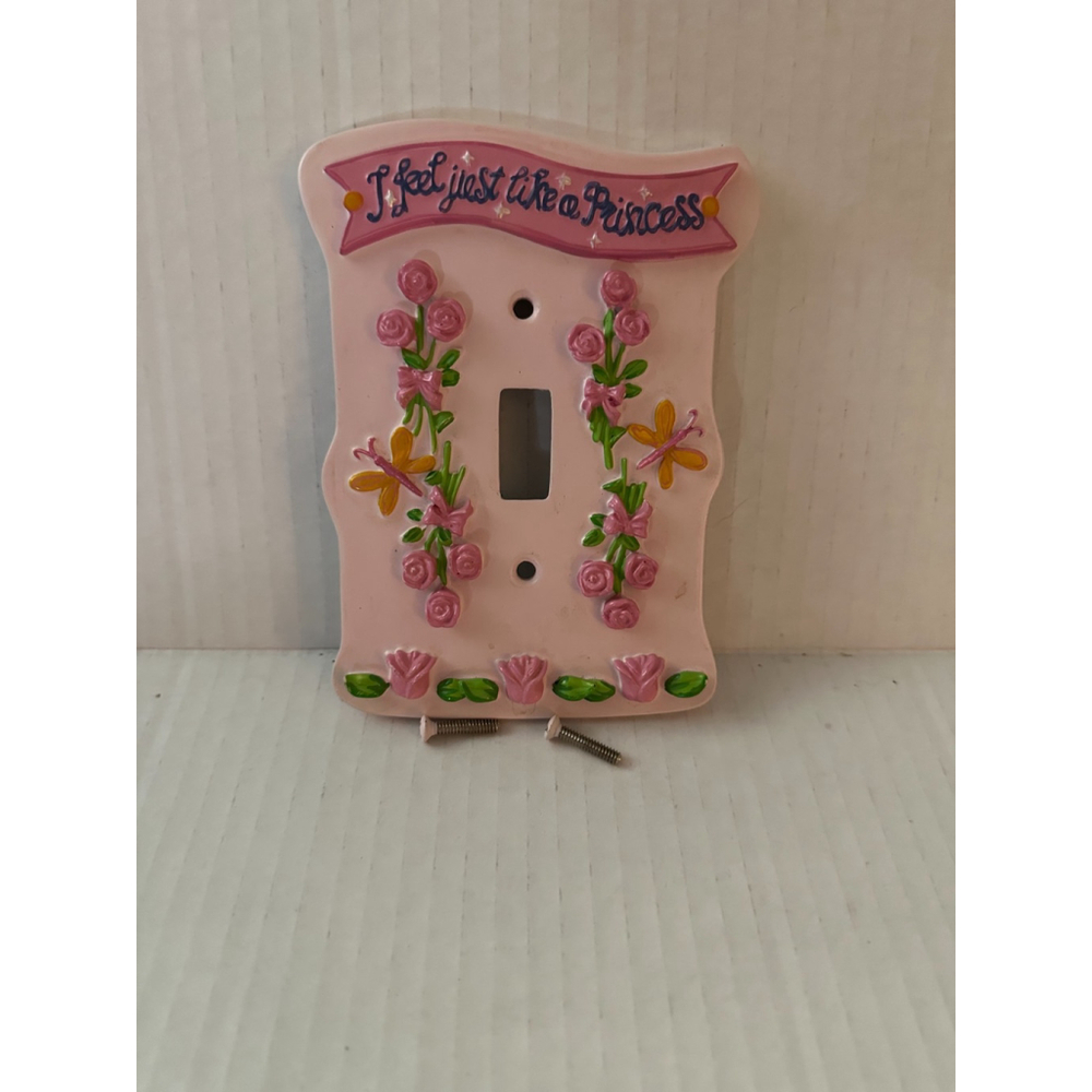Princess Pink Decorative Light Switch Cover Plate Kids Room Floral Butterfly Wal